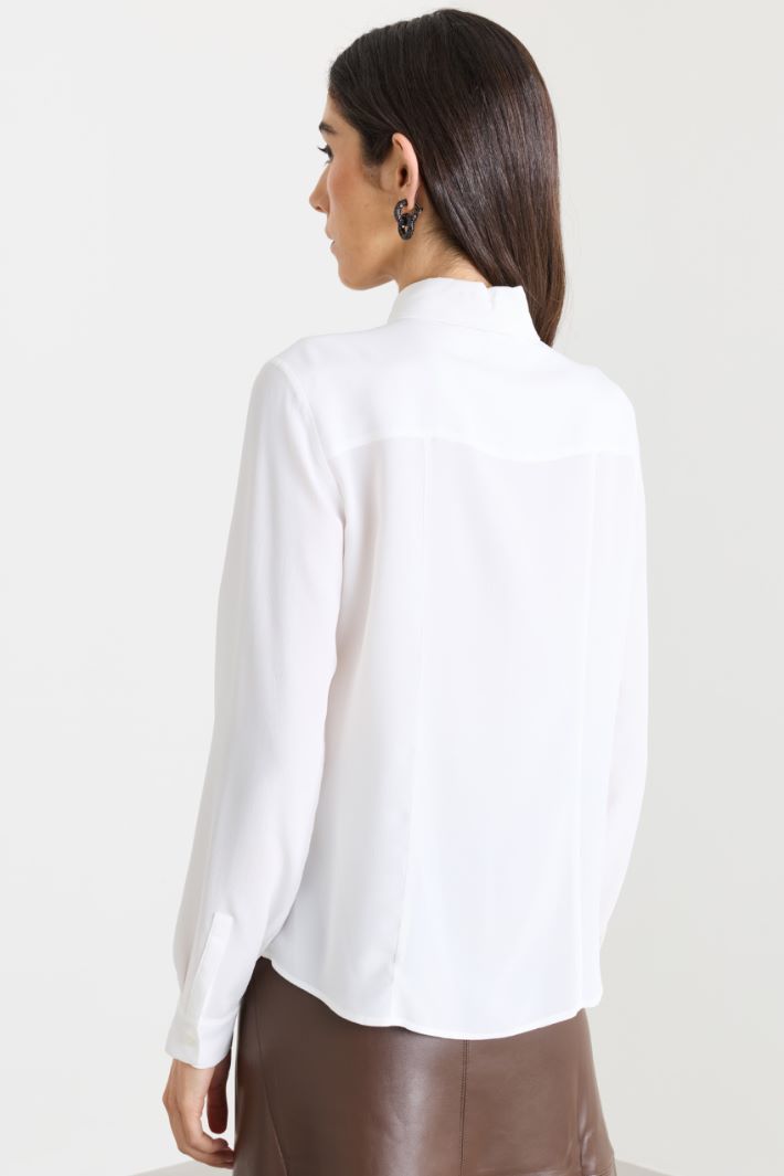 Blusa in crepe de chine - BIANCO - Intrend - 4