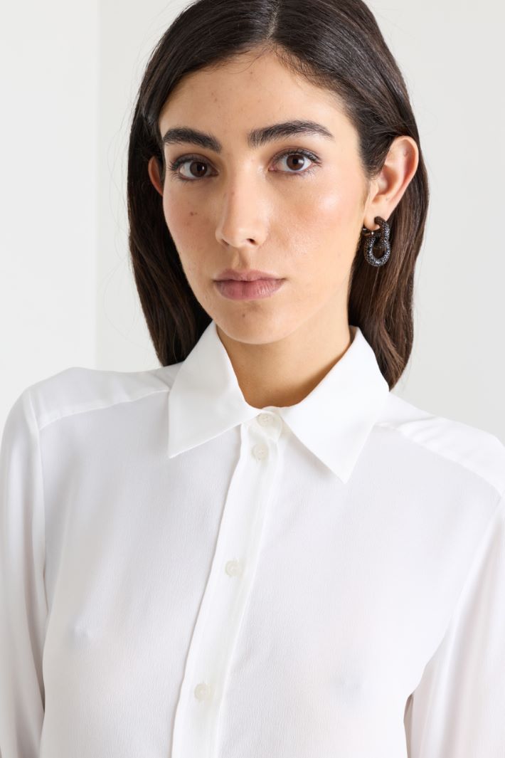 Blusa in crepe de chine - BIANCO - Intrend - 3