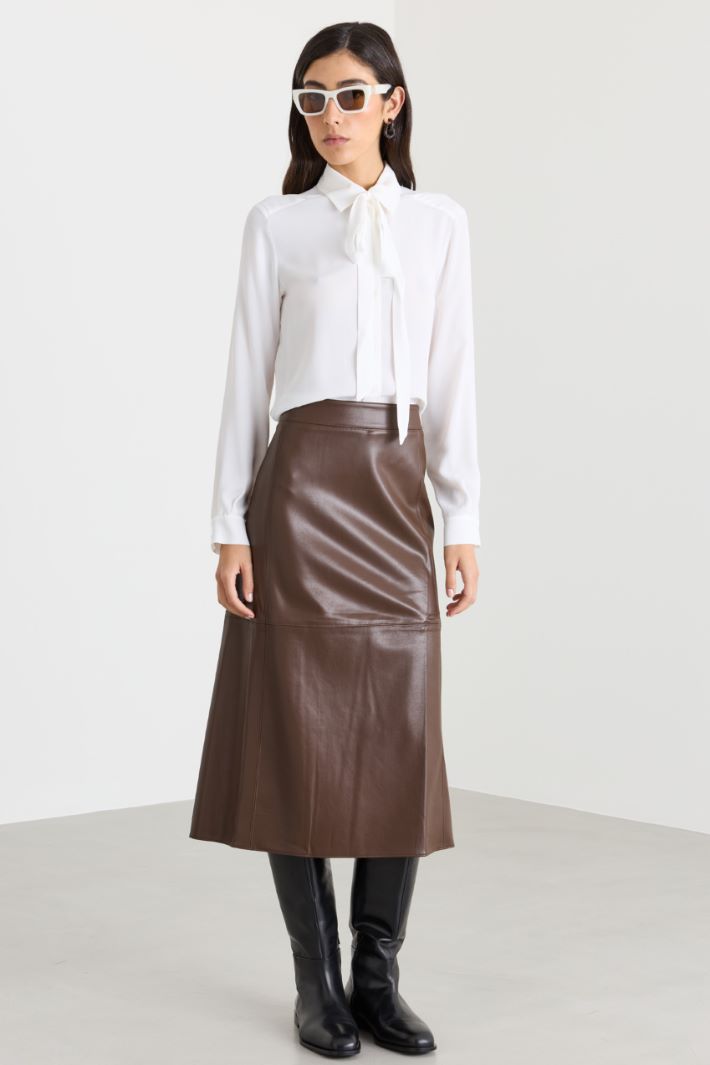 Blusa in crepe de chine - BIANCO - Intrend