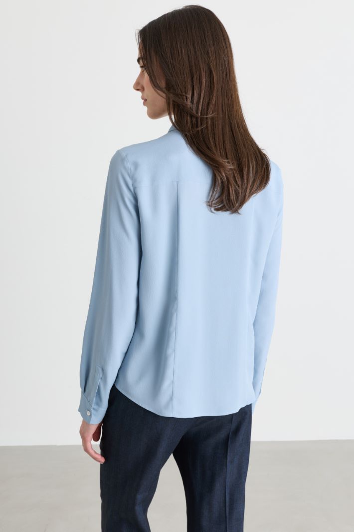 Blusa in crepe de chine - AZZURRO - Intrend - 4