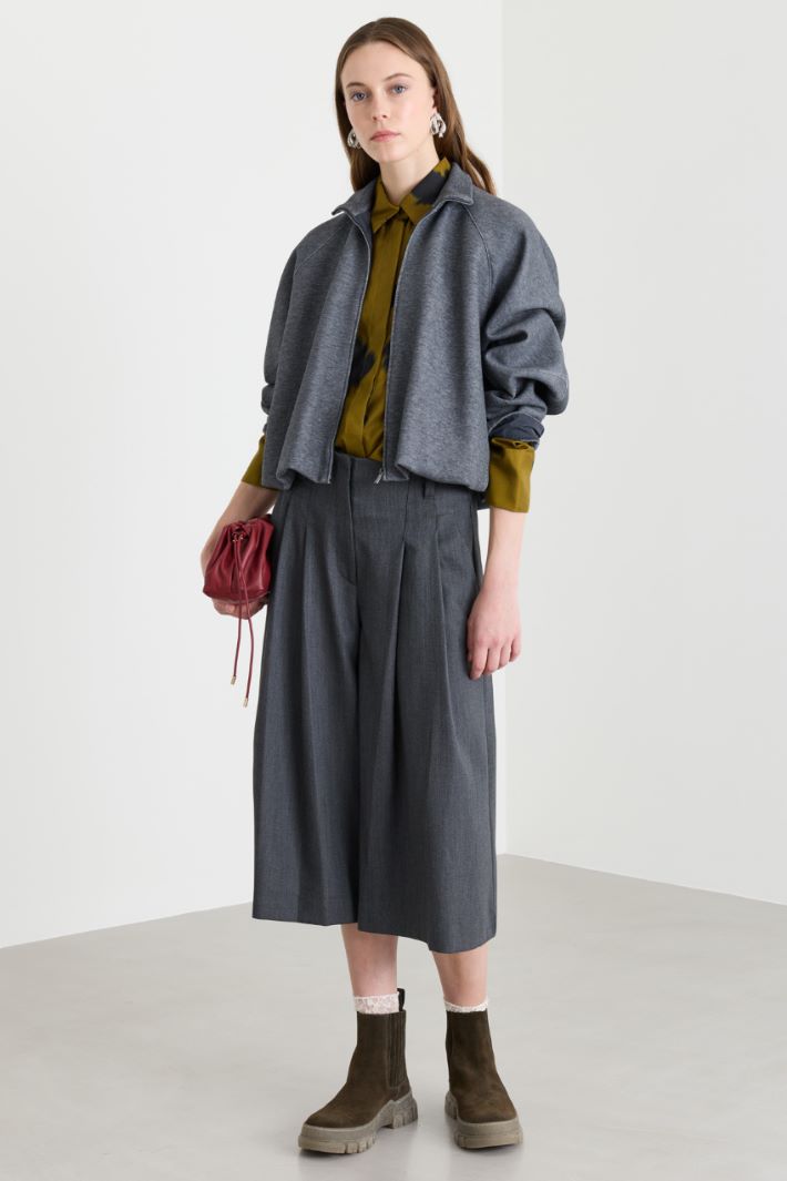 Blusa in twill di seta stampata - VERDE - Intrend