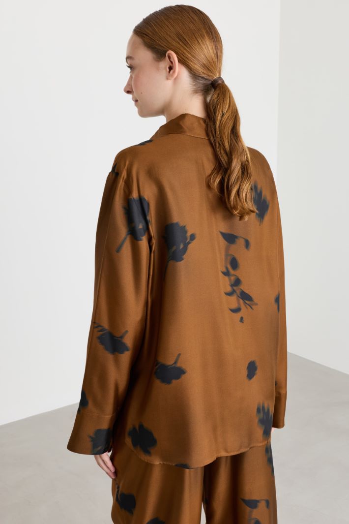 Printed silk twill blouse - BROWN - Intrend - 4