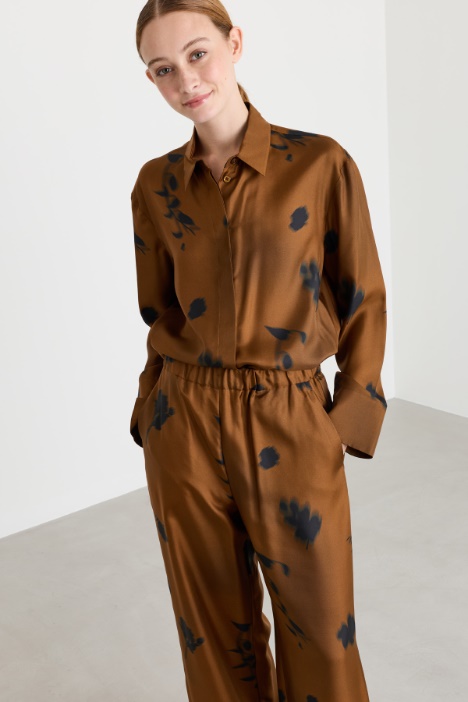 Printed silk twill blouse - Intrend