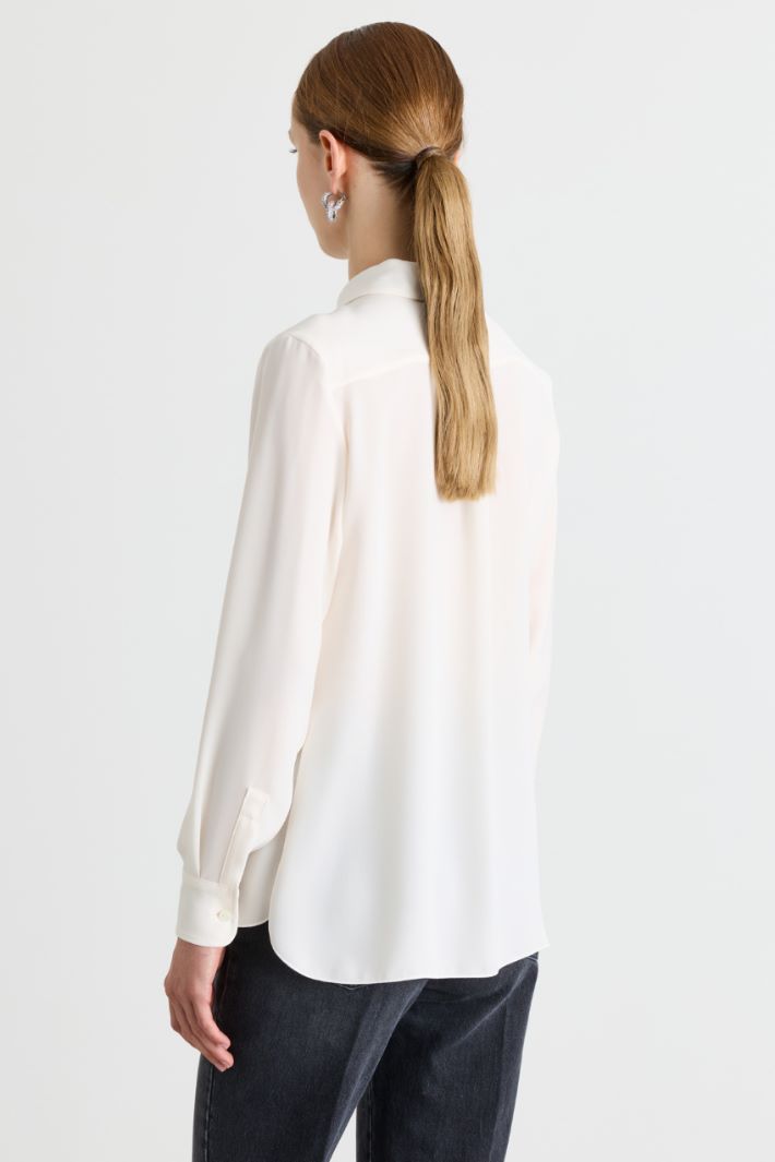 Camicia fluida con cravattino - BIANCO - Intrend - 4