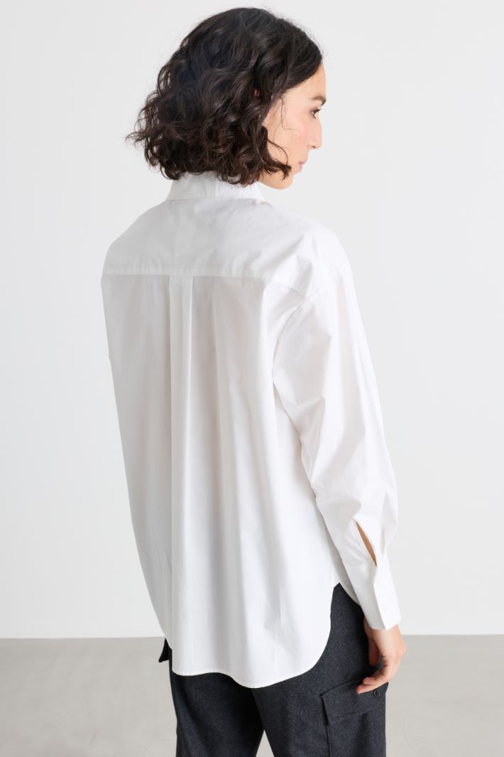 Camicia ampia in popeline - BIANCO - Intrend - 4