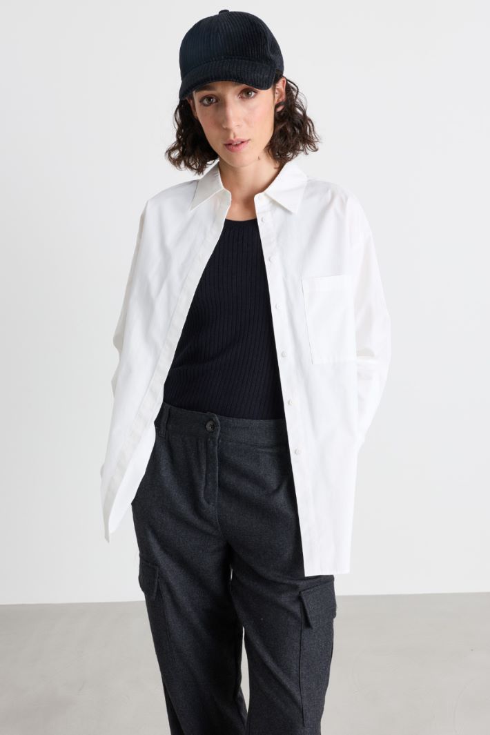 Camicia ampia in popeline - BIANCO - Intrend - 2