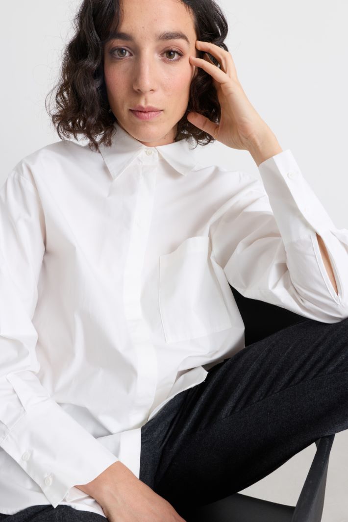 Camicia ampia in popeline - BIANCO - Intrend - 3