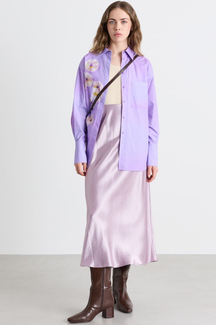 Camicia ampia in popeline - LILLA - Intrend