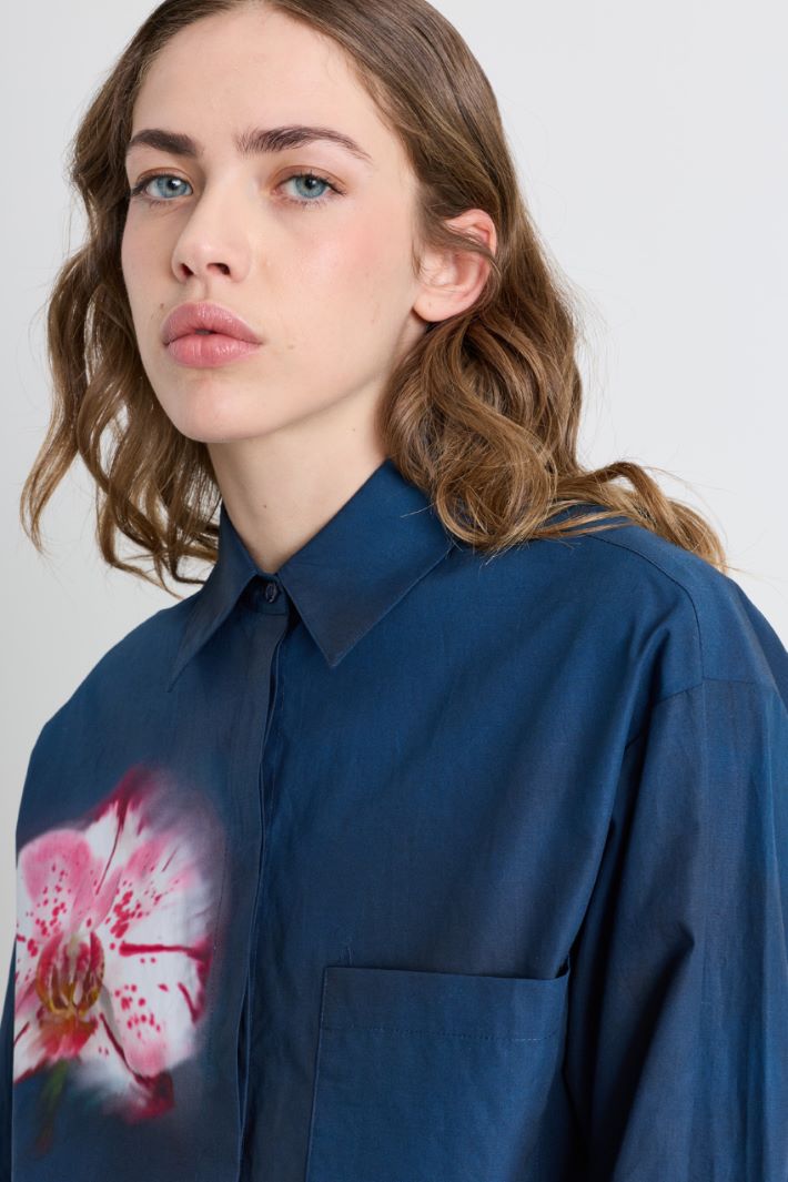 Camicia ampia in popeline - BLU - Intrend - 3