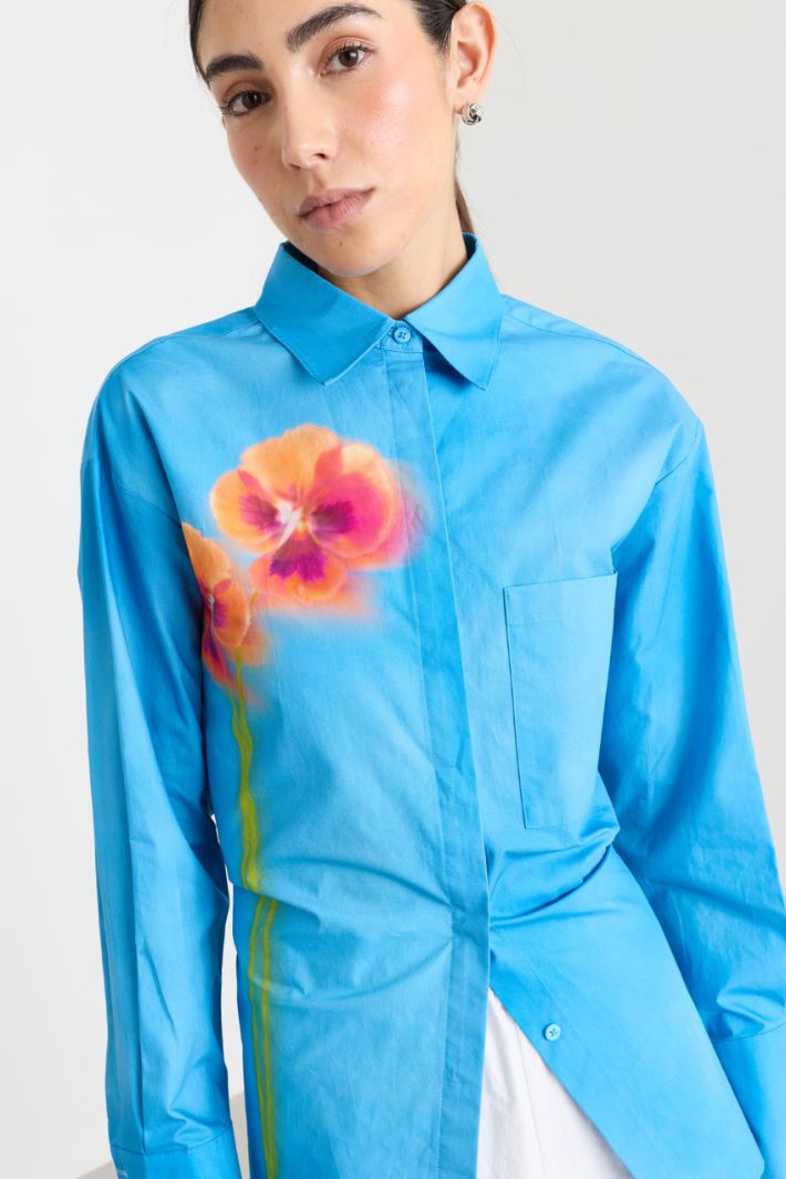 Camicia ampia in popeline - AZZURRO  - Intrend - 3