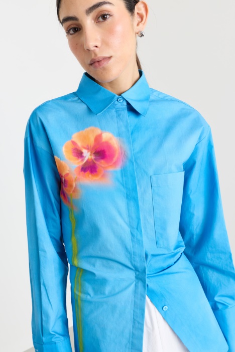Camicia ampia in popeline