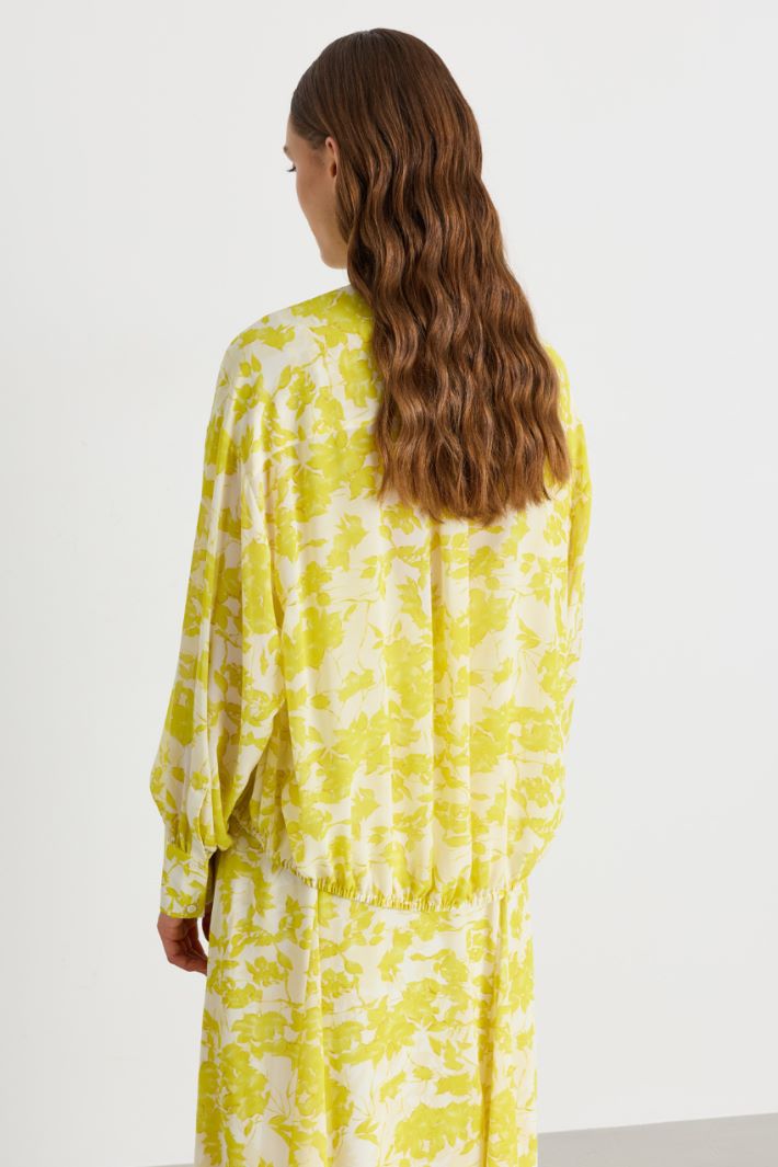 Camicia balloon in georgette - GIALLO BIANCO - Intrend - 4
