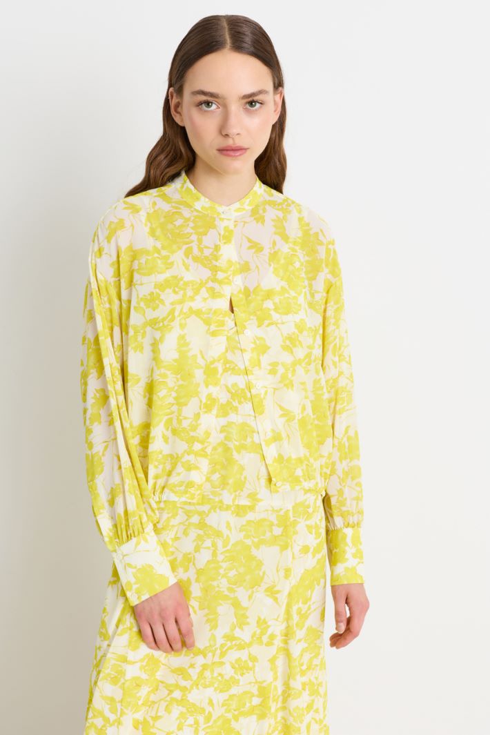 Camicia balloon in georgette - GIALLO BIANCO - Intrend - 2