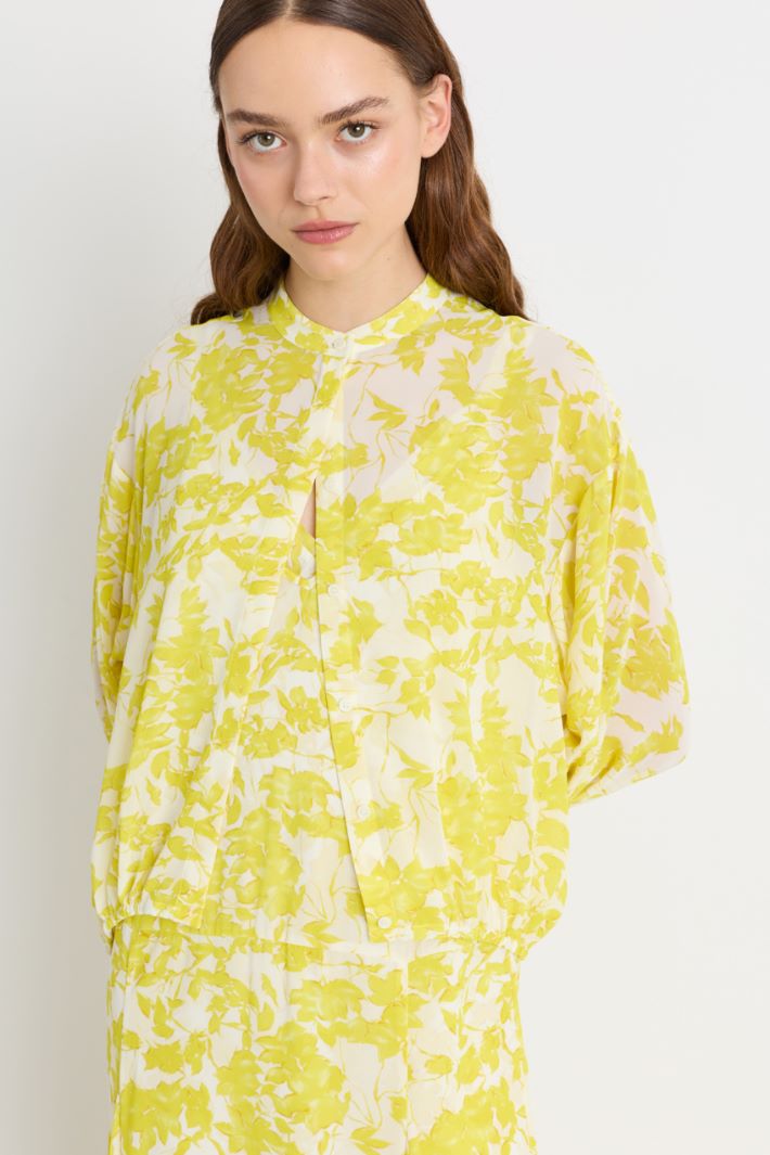 Camicia balloon in georgette - GIALLO BIANCO - Intrend - 3