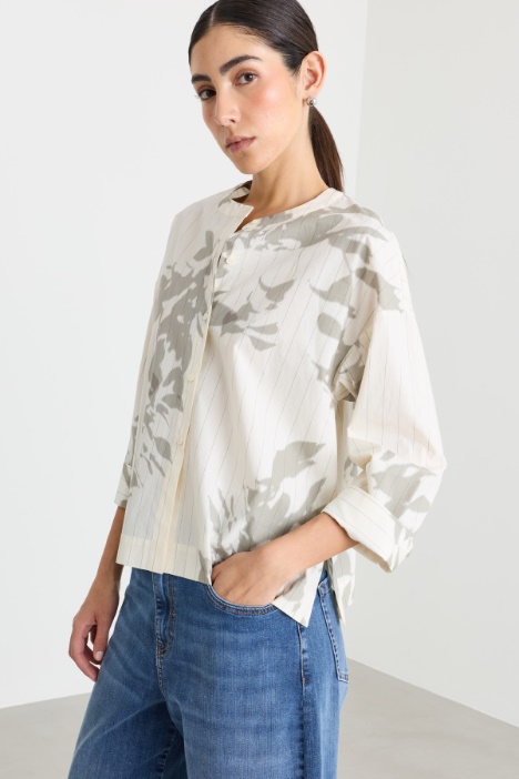 Round-neck poplin shirt - Intrend