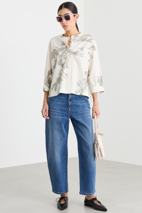 Camisa de popelina con cuello redondo - Intrend