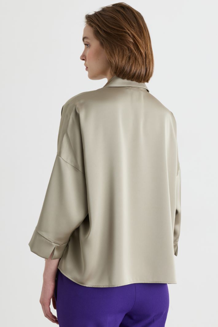 Blusa in raso fluido - GRIGIO - Intrend - 4