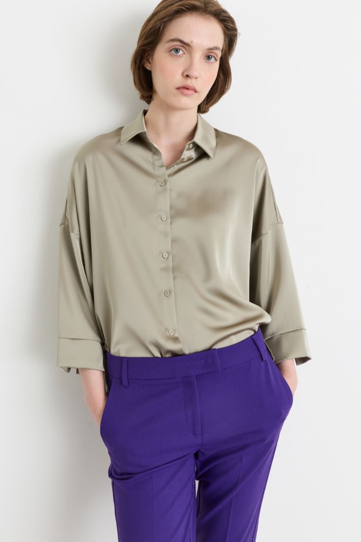 Blusa in raso fluido - GRIGIO - Intrend - 2