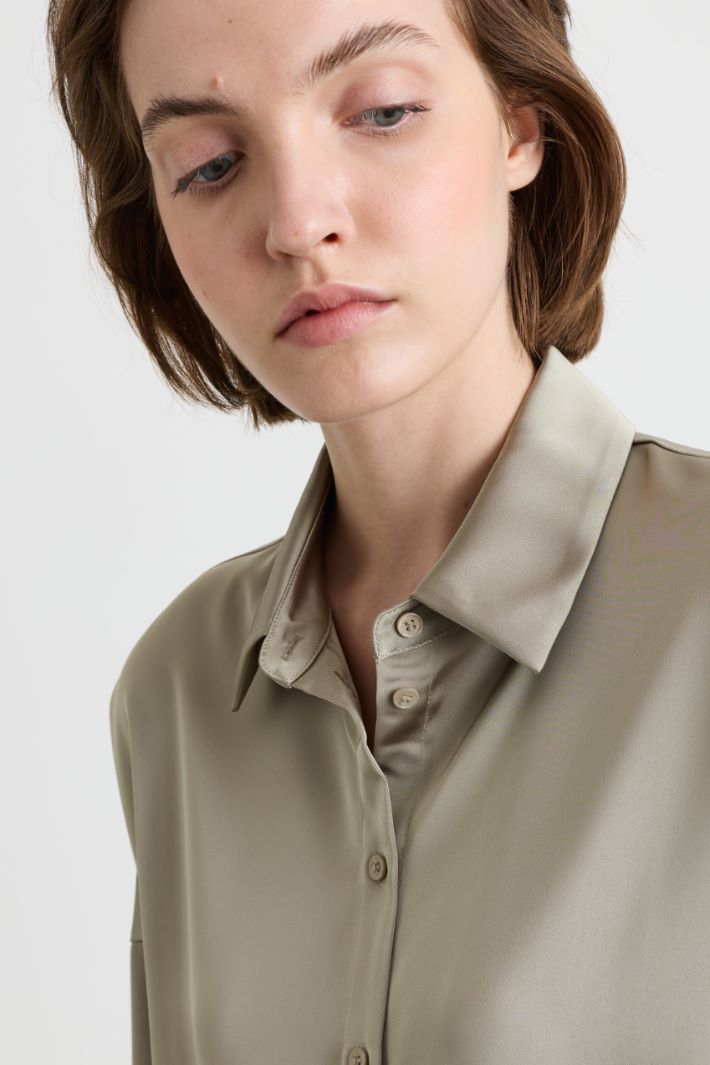 Blusa in raso fluido - GRIGIO - Intrend - 3