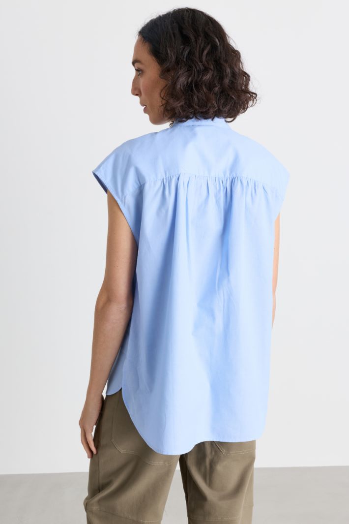 Camicia smanicata con stemma - AZZURRO - Intrend - 4