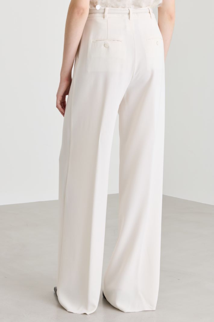 Pantalone largo in cady - BIANCO - Intrend - 4