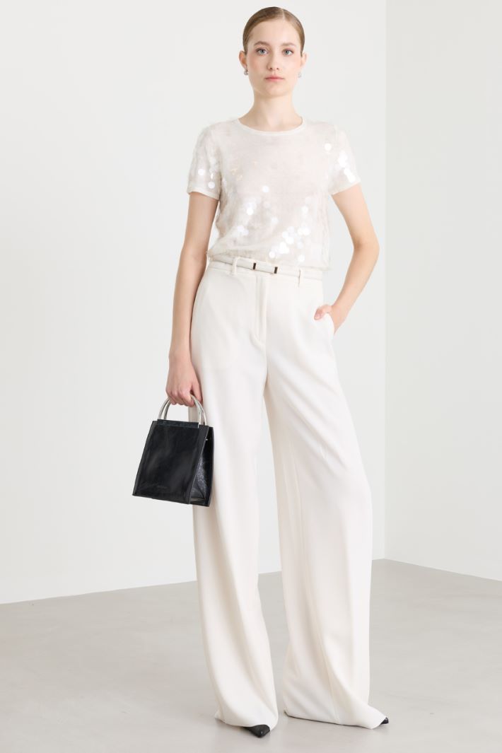 Pantalone largo in cady - BIANCO - Intrend