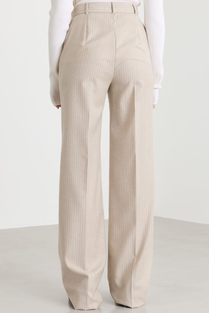 Pinstripe flannel trousers - BEIGE - Intrend - 4