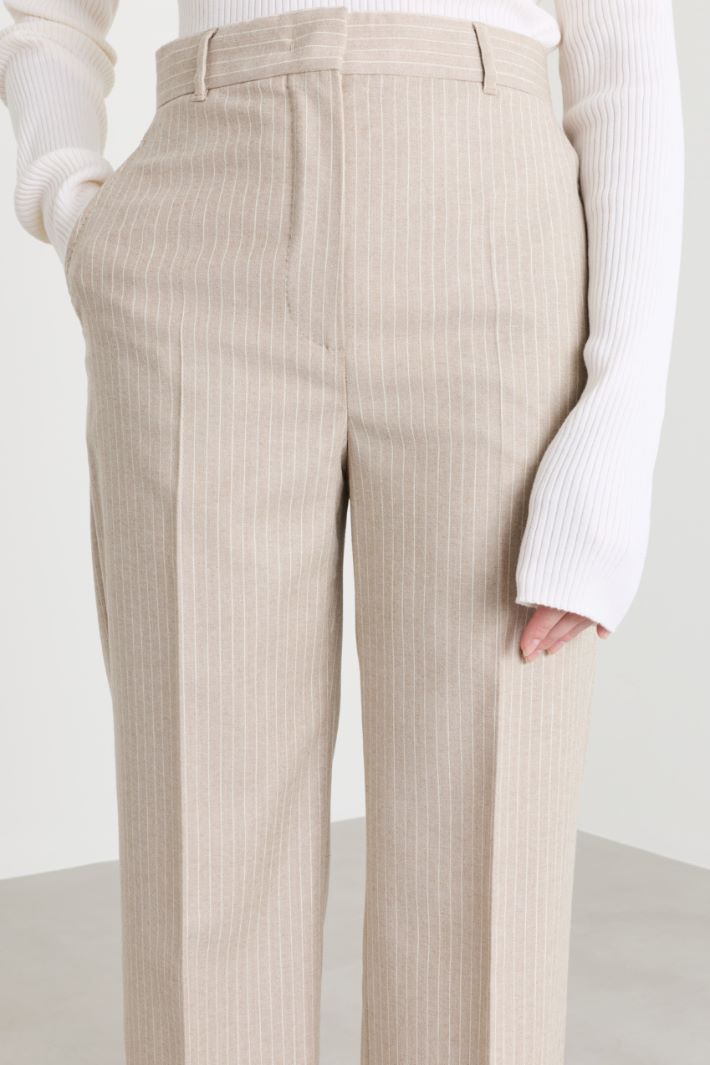 Pinstripe flannel trousers - BEIGE - Intrend - 3