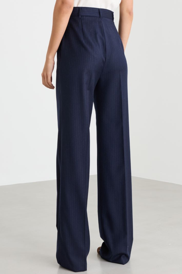Pinstripe flannel trousers - BLUE - Intrend - 4