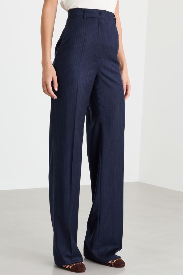 Pinstripe flannel trousers - BLUE - Intrend - 2
