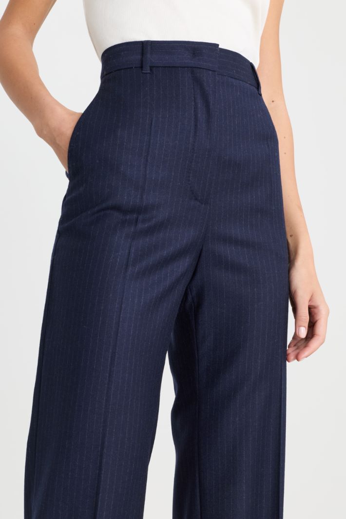 Pinstripe flannel trousers - BLUE - Intrend - 3