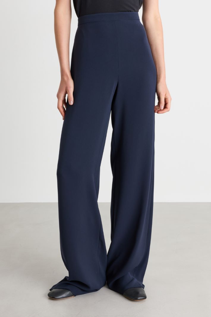 Pantalone a vita alta in cady leggero - BLU - Intrend - 2