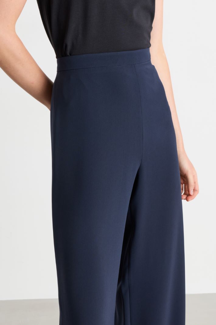 Pantalone a vita alta in cady leggero - BLU - Intrend - 3
