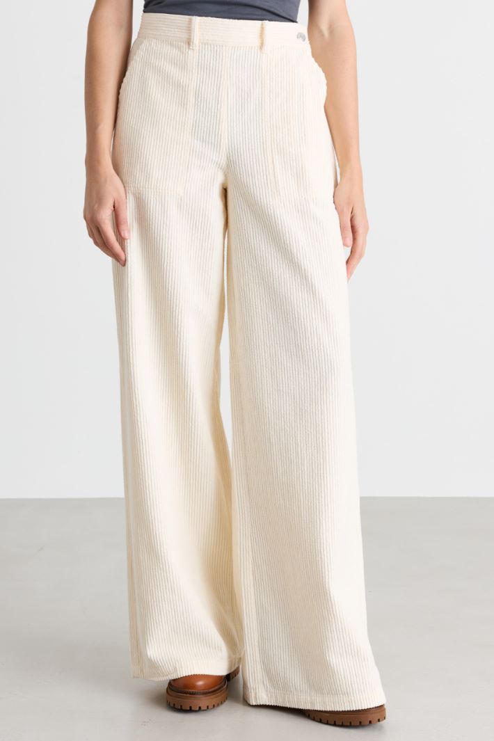 Pantalone ampio in velluto a coste - BIANCO - Intrend - 2