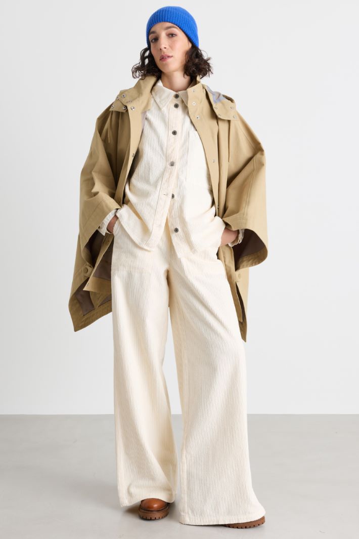 Pantalone ampio in velluto a coste - BIANCO - Intrend