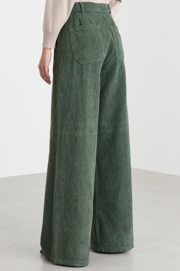 Pantalone ampio in velluto a coste - VERDE - Intrend - 4