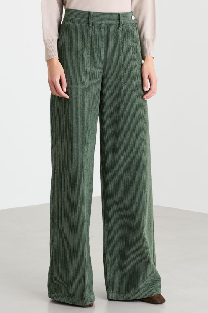 Pantalone ampio in velluto a coste - VERDE - Intrend - 2