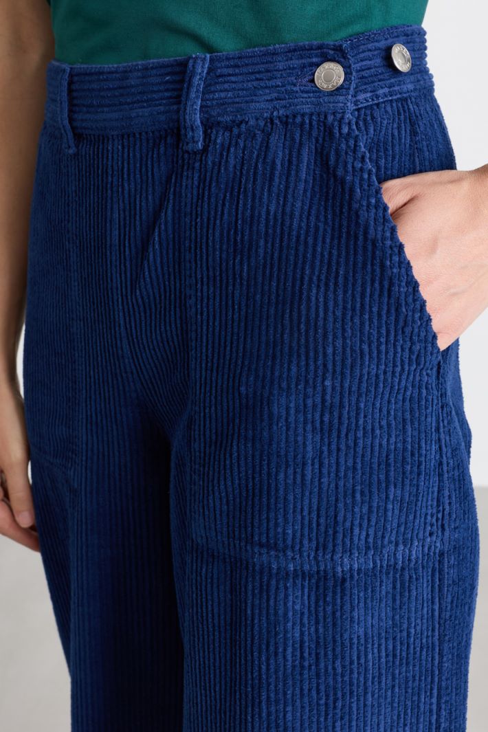 Wide-leg corduroy trousers - BLUE - Intrend - 3