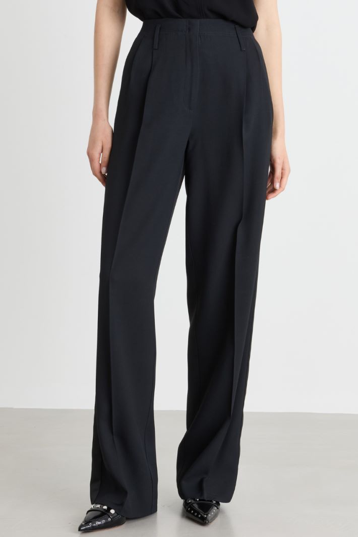 Flowing tuxedo trousers - BLACK - Intrend - 2