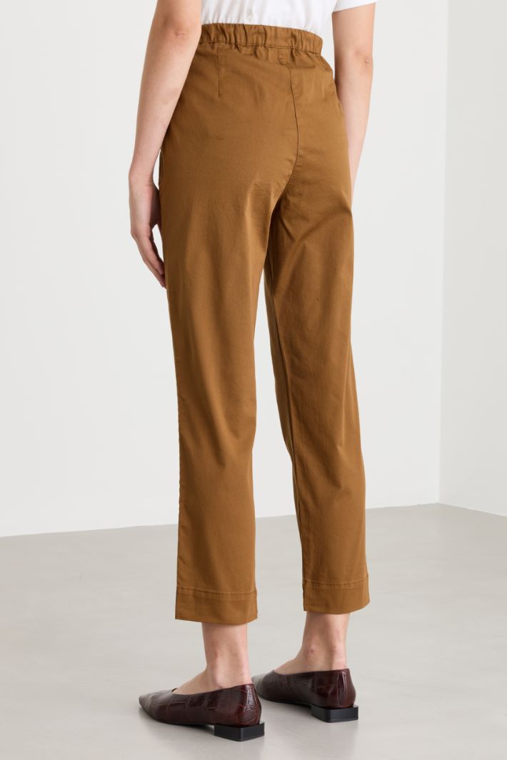 Stretch cotton drill joggers - BROWN - Intrend - 4
