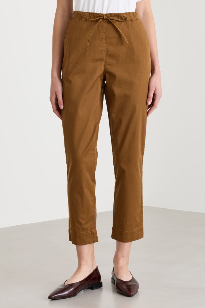Stretch cotton drill joggers - BROWN - Intrend - 2