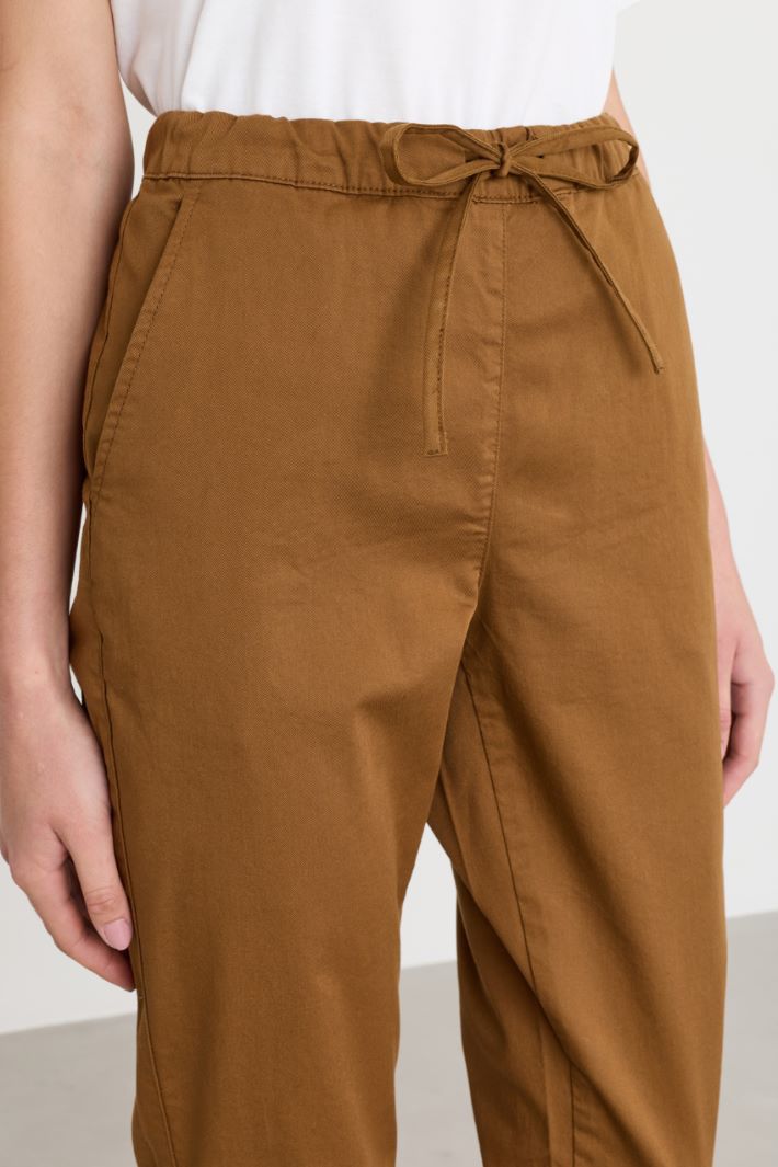 Stretch cotton drill joggers - BROWN - Intrend - 3