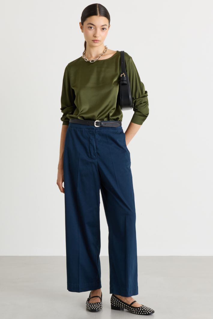 Pantalone in raso - BLU - Intrend
