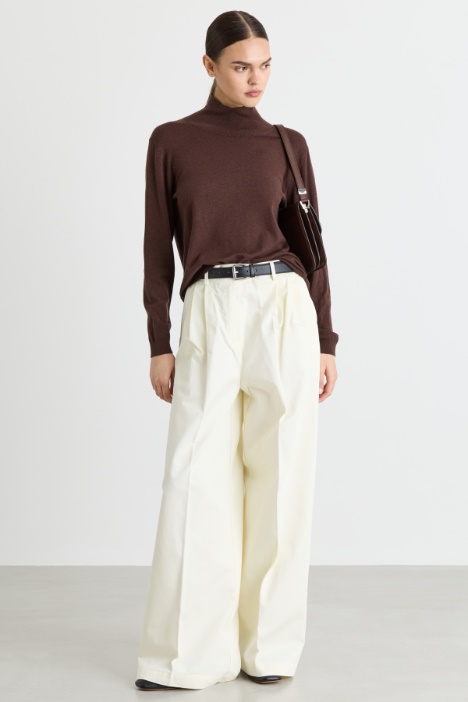Wide-leg gabardine trousers - Intrend