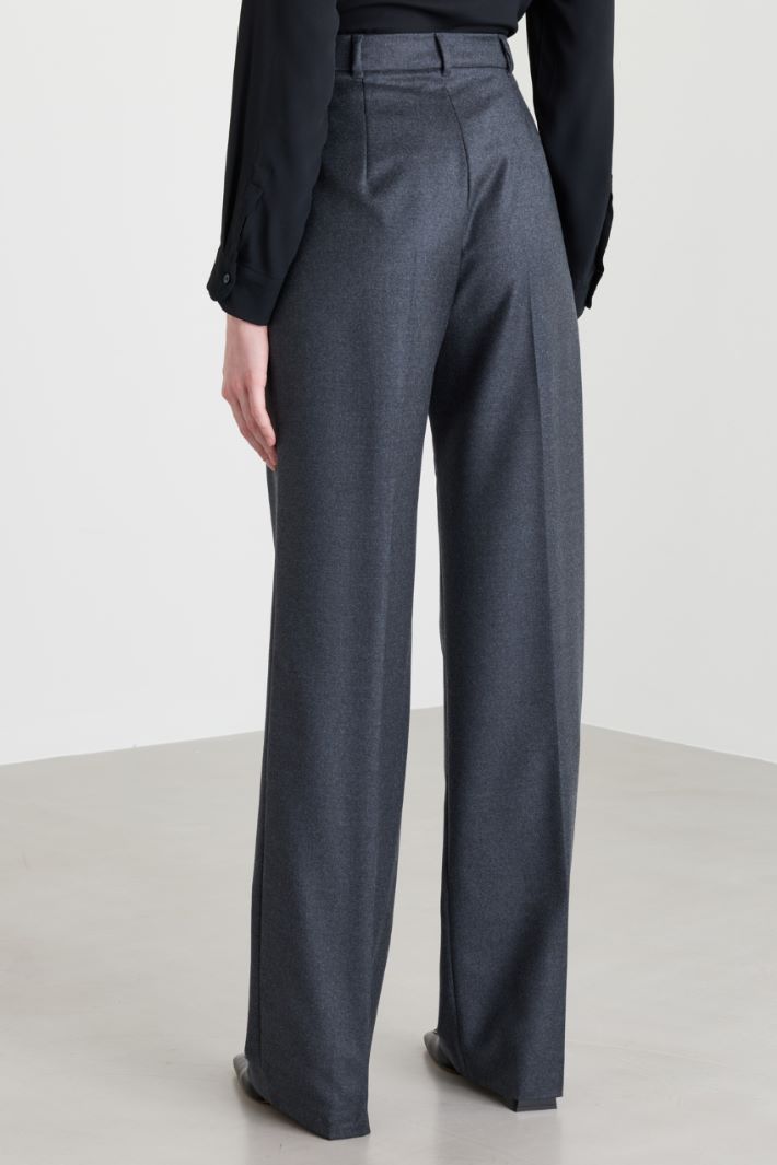 Stretch-wool flannel trousers - GREY - Intrend - 4