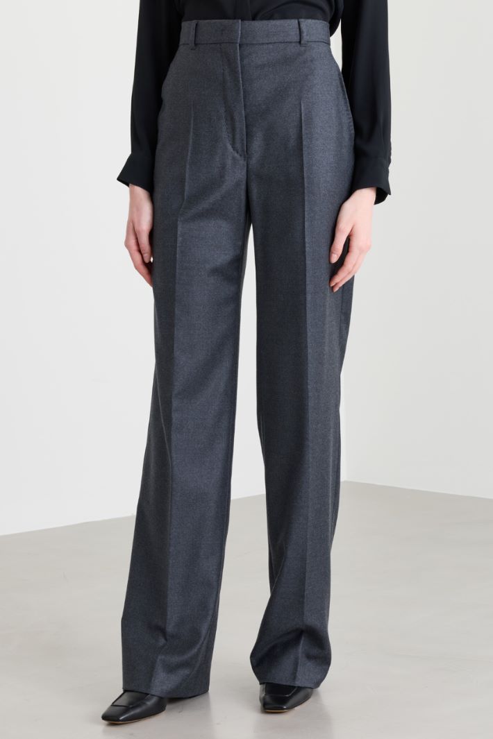 Stretch-wool flannel trousers - GREY - Intrend - 2