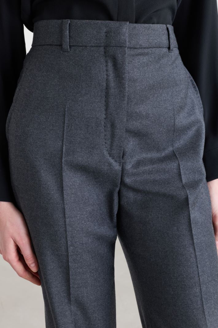 Stretch-wool flannel trousers - GREY - Intrend - 3