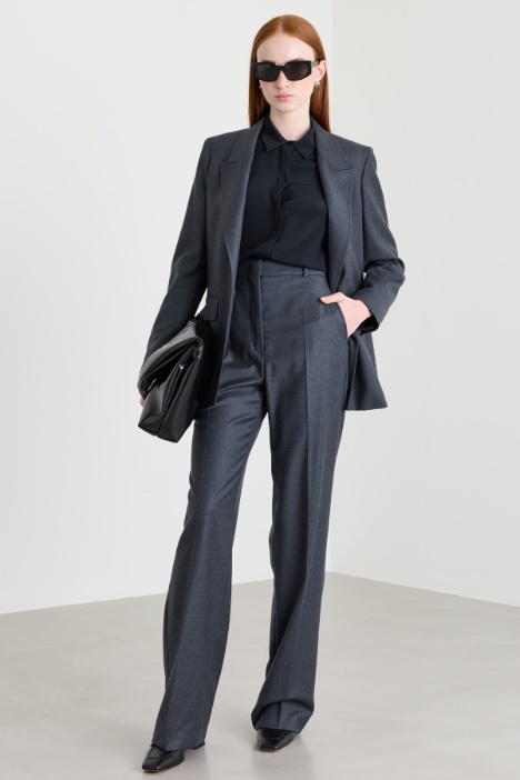 Stretch-wool flannel trousers - Intrend