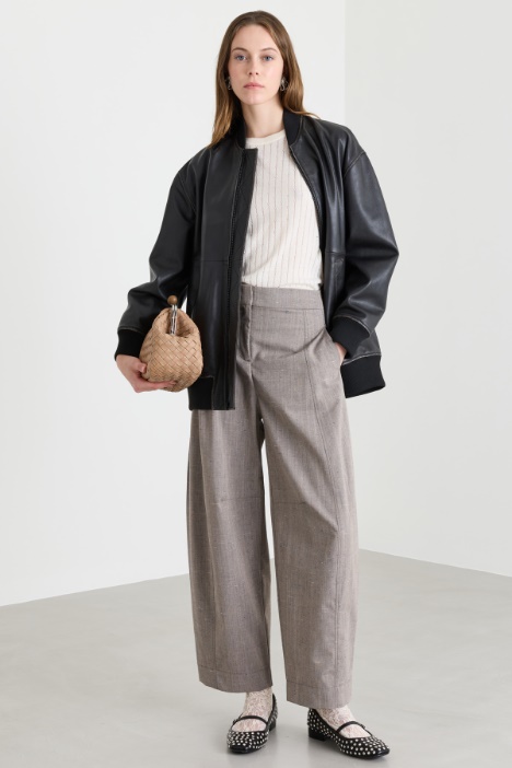 Slub wool-blend trousers - Intrend