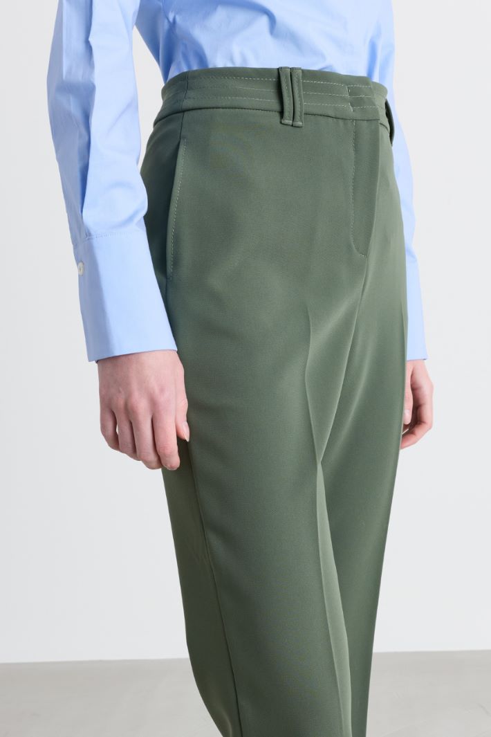 Flared trousers in technical fabric - GREEN - Intrend - 3